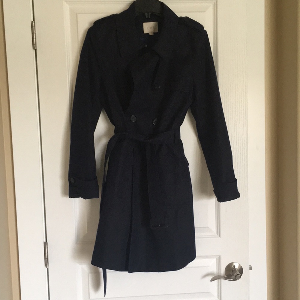 Navy blue trench coat